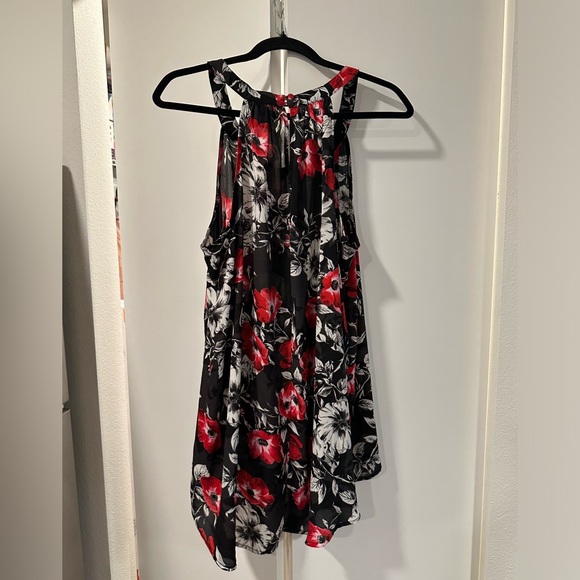 Torrid Floral Halter Neck Black/Red Sleeveless Sheer Blouse Size 1x - Picture 14 of 15